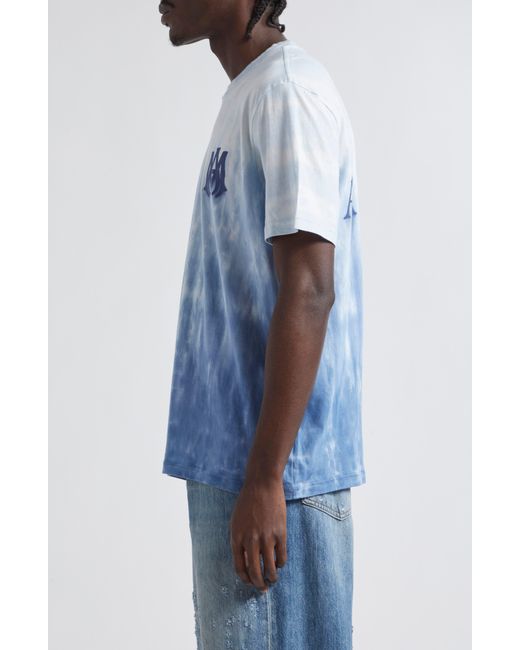 Amiri Blue Ma Logo Dip Dye Cotton Graphic T-shirt for men