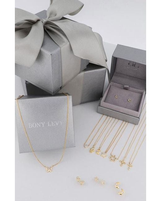 Bony Levy Metallic Icon Diamond Initial Single Stud Earring