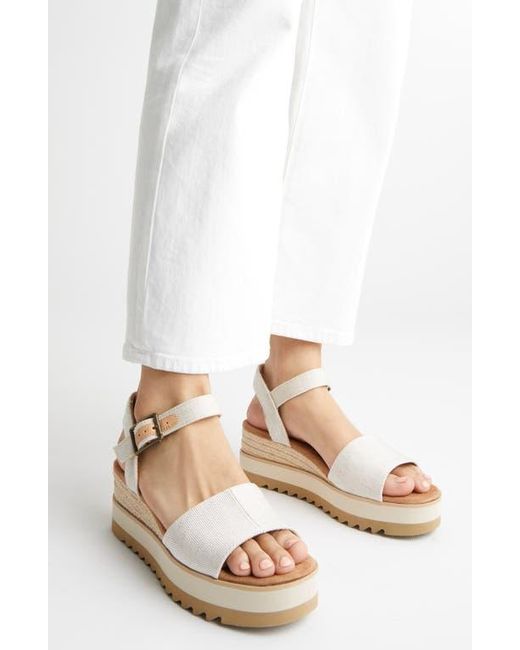 TOMS Metallic Diana Canvas Platforms Wedge Sandals