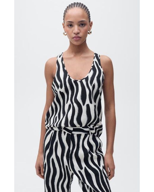 Mango Black Zebra Stripe Straight Leg Pants