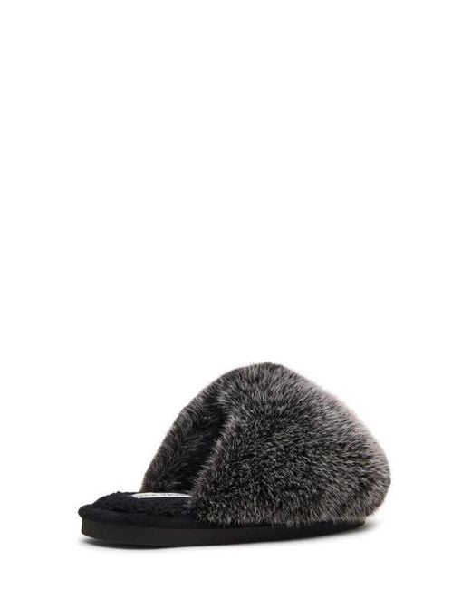 Steve Madden Black Poof Faux Fur Slipper