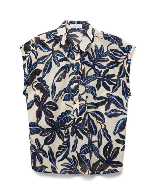 Mango Blue Print Cotton Shirt