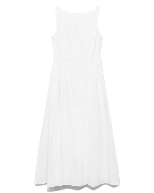 Mango White Sleeveless A-Line Midi Dress
