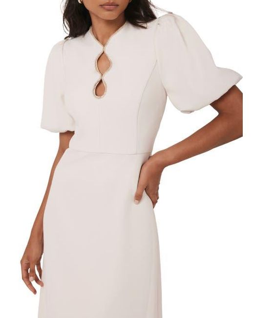 Mint Velvet White Diamante Trim Midi Dress