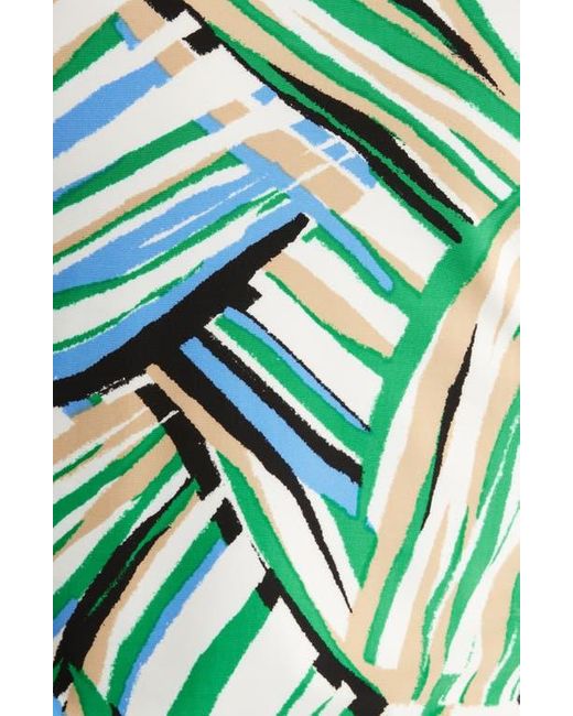 Anne Klein Blue Abstract Print Triple Pleat Sleeveless Top