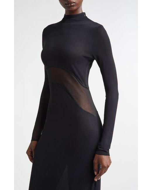 Alaa Mesh Inset Long Sleeve Jersey Dress in Black | Lyst Alaa Mesh Inset Long Sleeve Jersey Dress in Black | Lyst