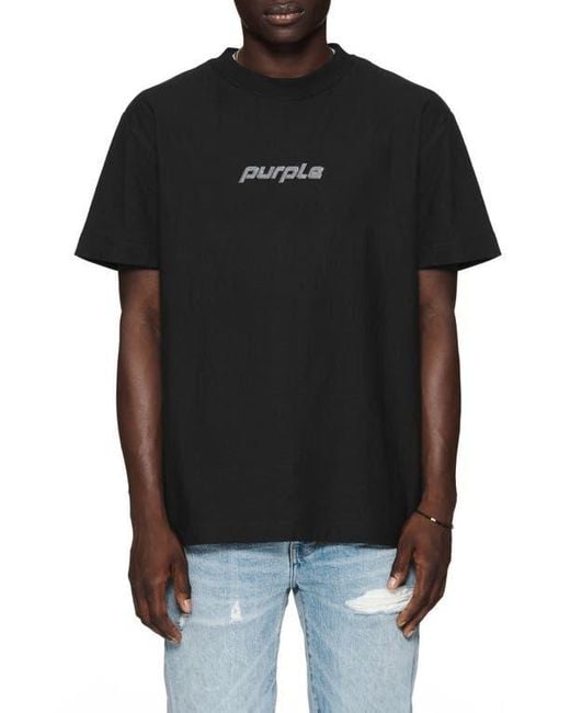 Purple Brand Black Heavyweight Jersey Graphic T-Shirt for men