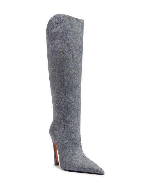 SCHUTZ SHOES Gray Maryann Up Curve Pointed Toe Tall Boot