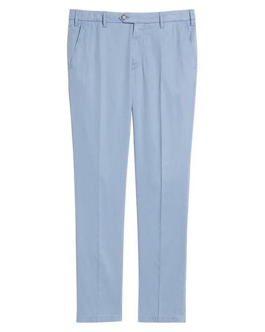 Canali Blue Regular Fit Flat Front Comfort Twill Pants for men