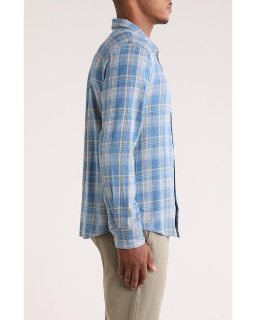 Marine Layer Blue Classic Plaid Stretch Cotton Button-Up Shirt for men