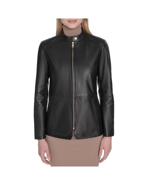 Cole Haan Women's Black Leather Biker Jacket