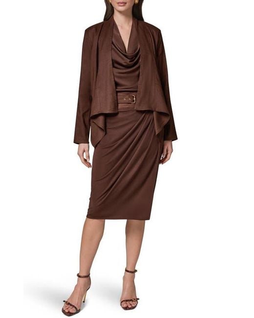 Donna Karan Brown Drape Front Jacket