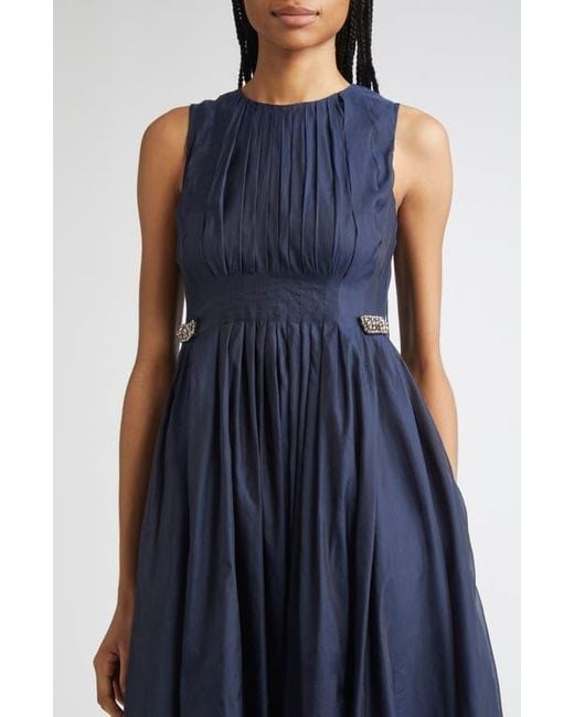 Max Mara Wally Pleated Silk Blend Organza Dress in Blue | Lyst