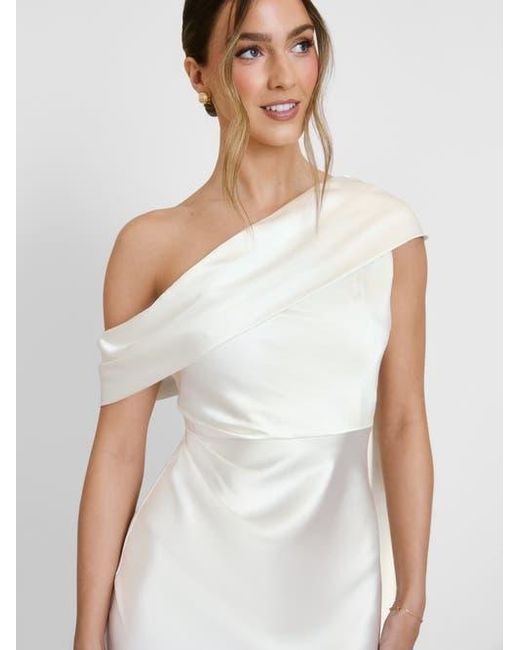 Six Stories Women's White Drape One Shoulder Bridesmaid Dress