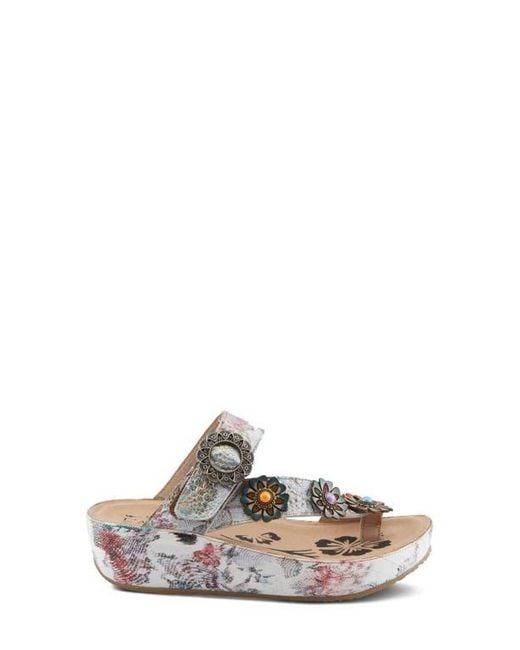Spring Step White Blissbloom Platform Wedge Flip Flop