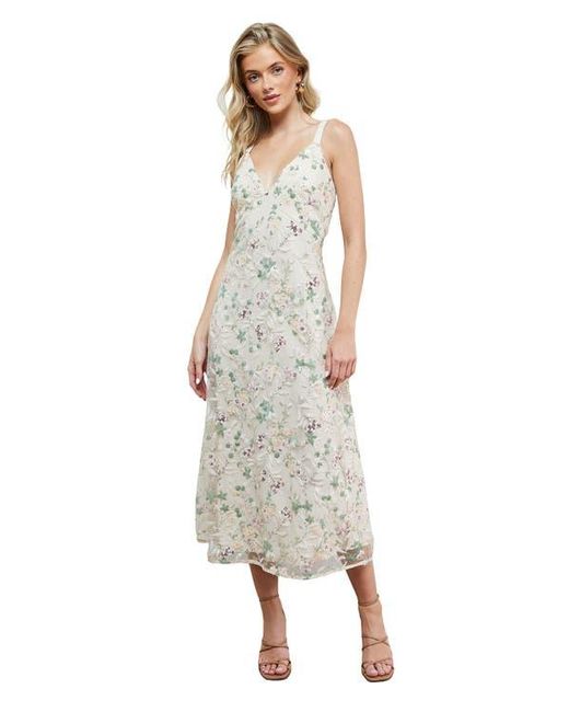 Oasis White Hand Embellished V-Neck Midi Dress