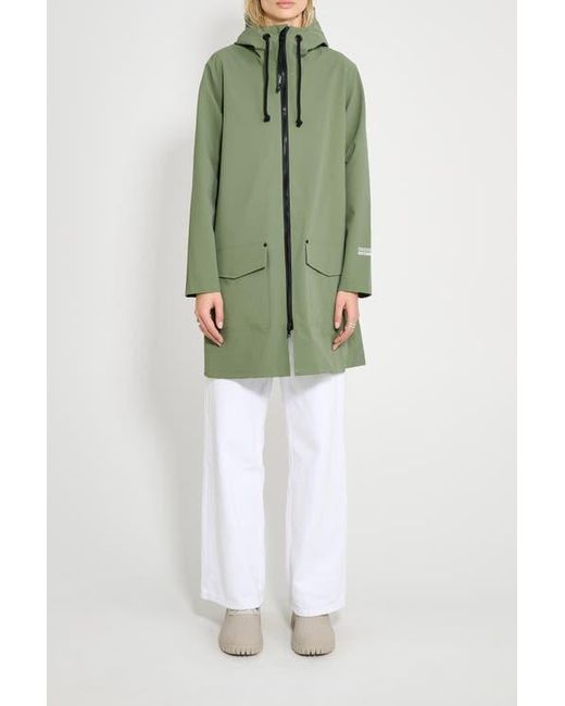 Stutterheim Green Mosebacke Patch Matte Raincoat