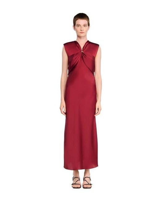 Sandro Red V-Neck Maxi Dress