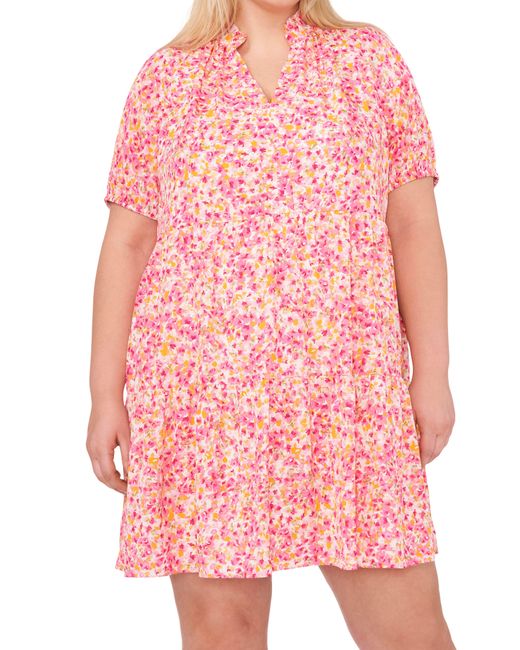 Cece Pink Floral Print Babydoll Dress