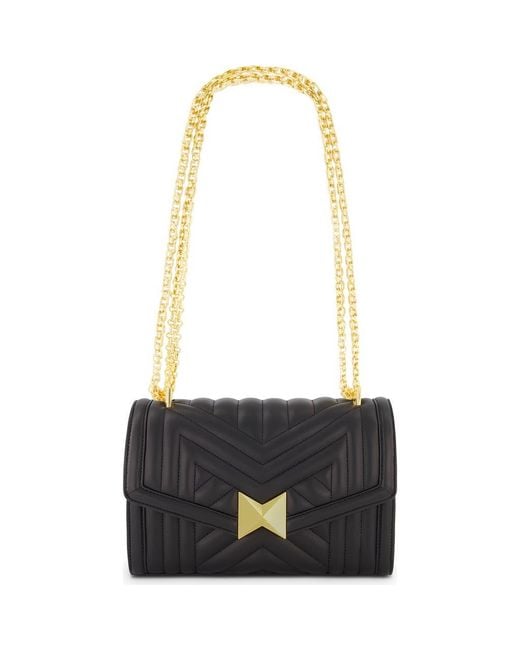 Mac Duggal Black Chain Quilted Napa Leather Handbag