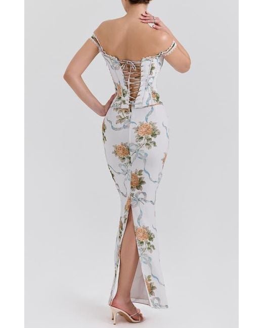House Of Cb Multicolor Clemmie Georgette Column Gown