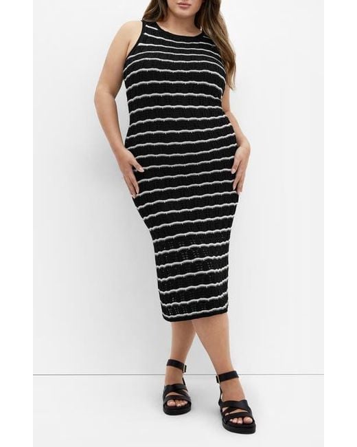 City Chic Women's Black Open Knit Midi Tank Dress