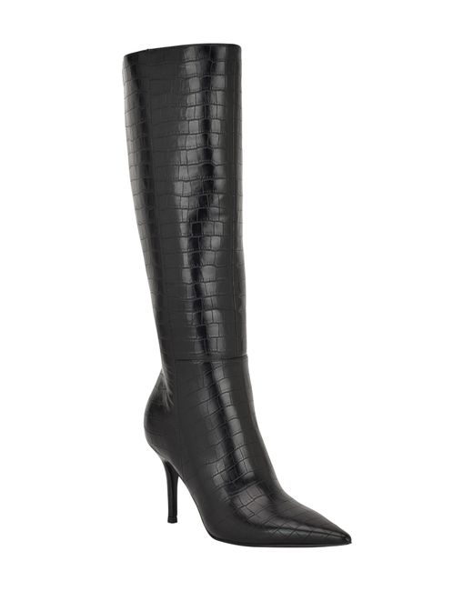 Guess Black Gressa Knee High Pointed Toe Boot
