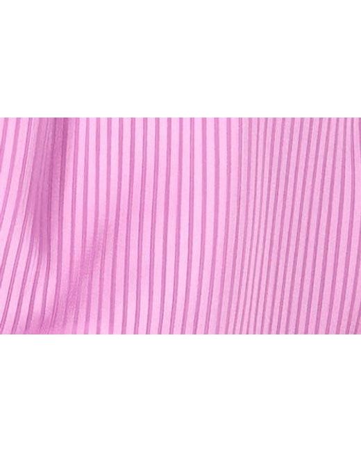 Vince Camuto Blue Tonal Satin Stripe Flutter Sleeve Top