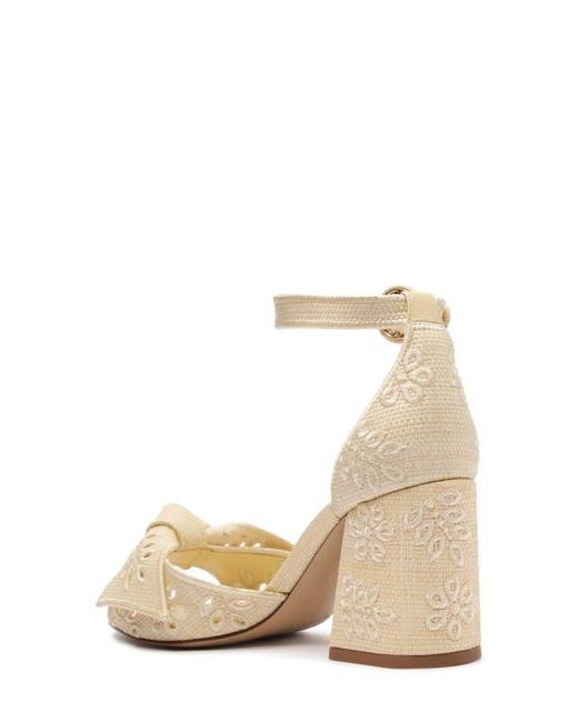 Alexandre Birman Natural Maxi Clarita Embroidered Ankle Strap Sandal