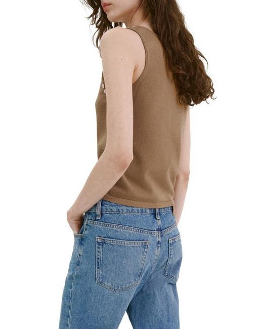 Mango Blue Button Trim Tank