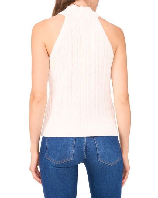 Halogen® Blue Turtleneck Cable Stitch Cotton Sweater Tank