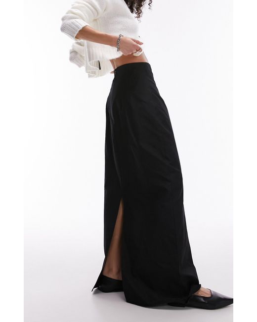 TOPSHOP Black High Waist Maxi Skirt