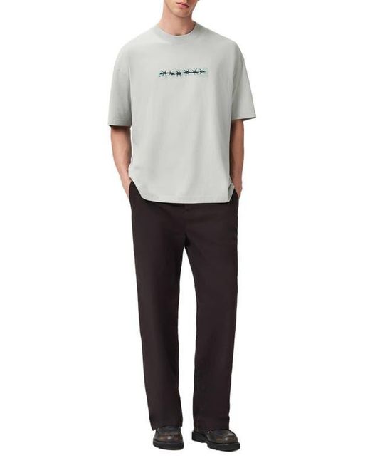 AllSaints Gray Deterent Cotton Graphic T-Shirt for men