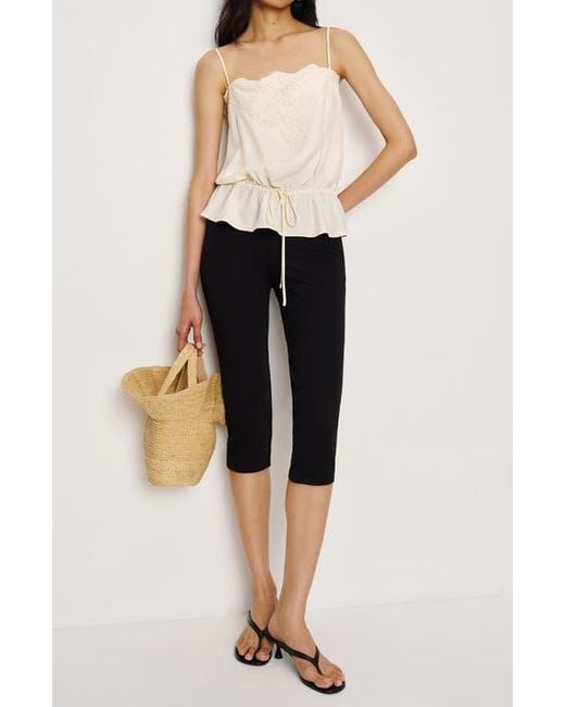 Reformation Black Silvia Tie Waist Silk Camisole