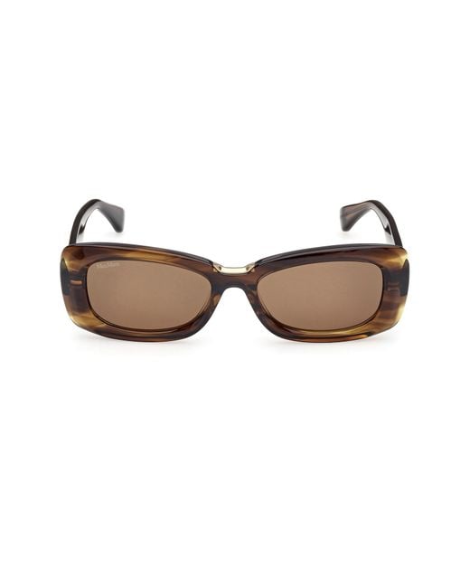 Max Mara Brown 53Mm Rectangular Sunglasses