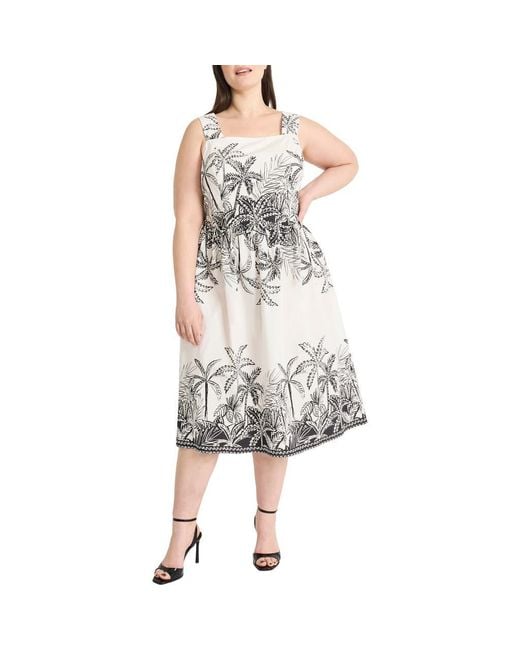 Maggy London Black Print Fit & Flare Midi Dress