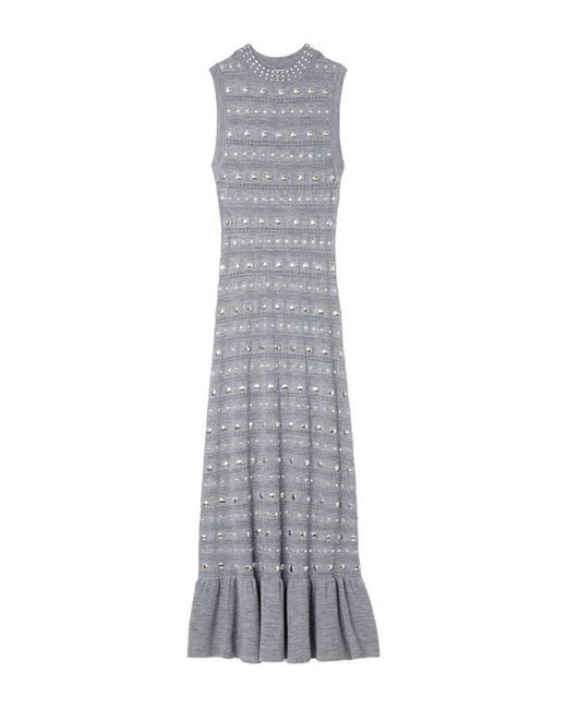 Sandro Blue Knit Maxi Dress With Studs
