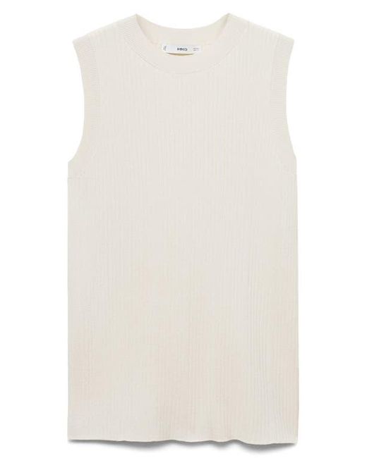 Mango White Sleeveless Side Slit Knit Tunic