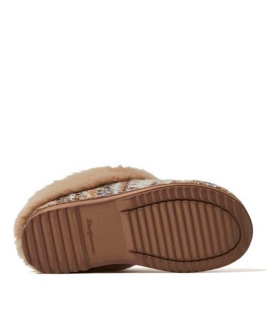 Dearfoams Brown Hannah Festive Knit Clog Slipper