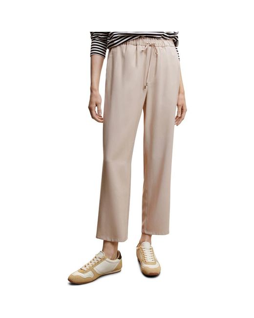 Mango Natural Drawstring Waist Flowy Pants