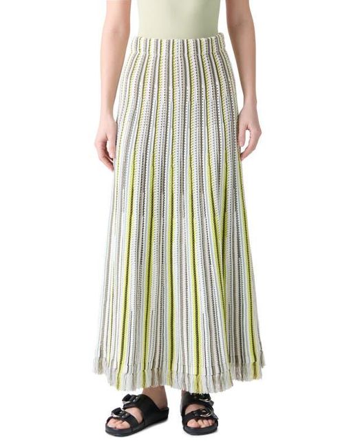 Akris Punto Green Stripe Mixed Stitch Maxi Sweater Skirt