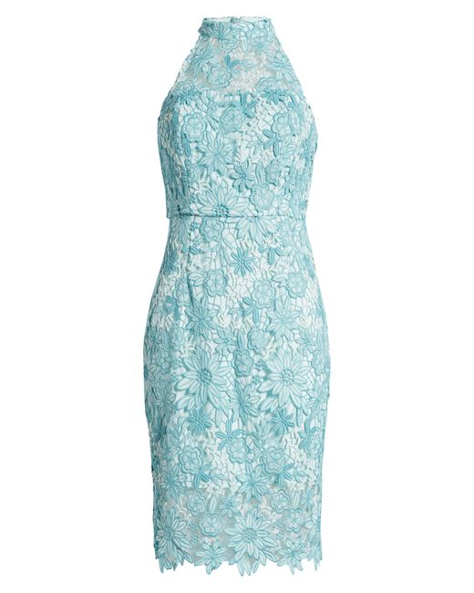 Eliza J Blue Cutout Lace Sheath Cocktail Dress
