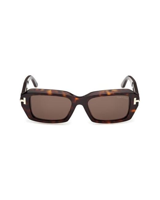 Tom Ford Brown 53Mm Rectangular Sunglasses