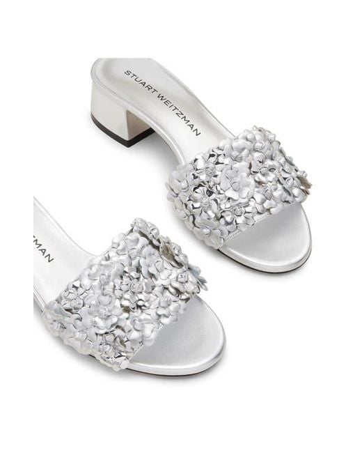 Stuart Weitzman White Meadow Slide Sandal