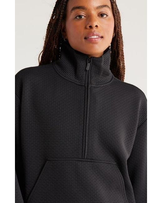 Zella Black Textured Half Zip Pullover