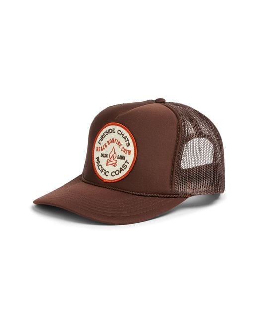 Friday Feelin Brown Fireside Chats Patch Trucker Hat