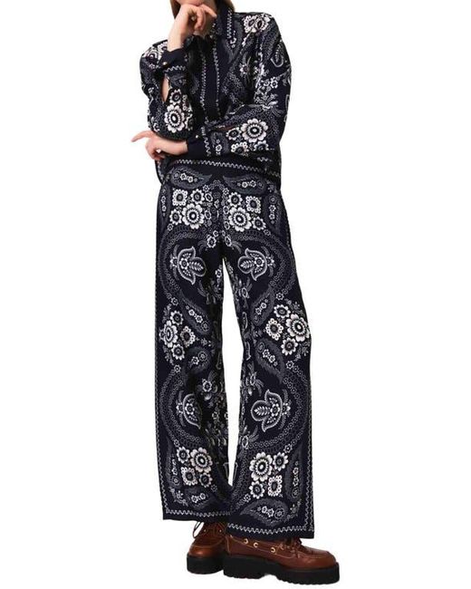 Maje Blue Flowing Bandana Print Pants