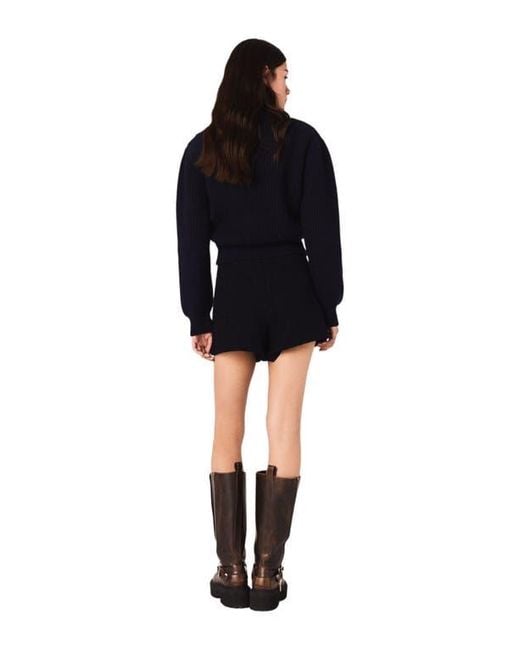 Maje Black Tweed Shorts With Contrast Band