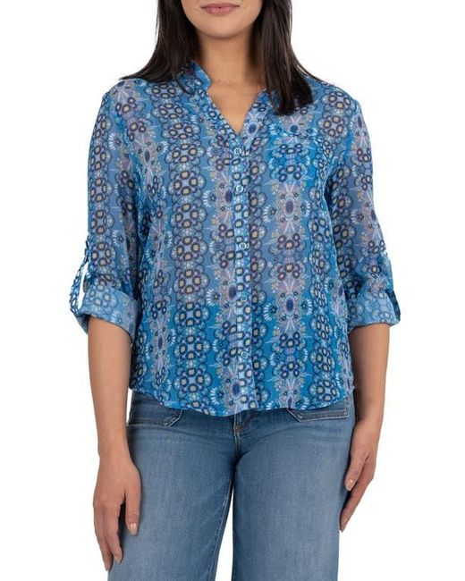 Kut From The Kloth Blue Jasmine Chiffon Button-Up Shirt