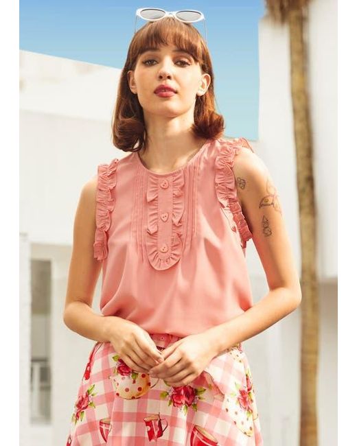ModCloth Red Something Sweet Ruffle Top